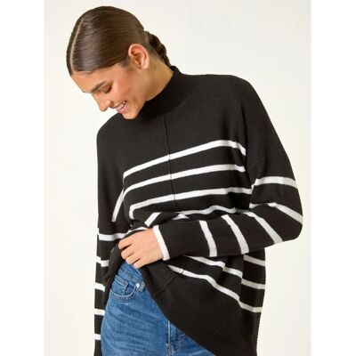 Roman Originals UK Black Stripe Knit Jumper - Dress - Jumper Roman Originals UK Black Stripe Knit Jumper - Dress - Jumper