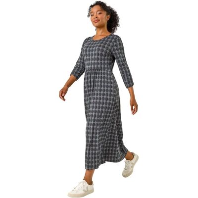 Roman Petite Grey Geometric Spot Midi Dress - Midi Dress Roman Petite Grey Geometric Spot Midi Dress - Midi Dress