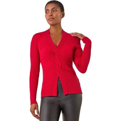 Pull en maille à détail de séparation de câble rouge de Roman Originals UK - Femme - Publicité Pull en maille à détail de séparation de câble rouge de Roman Originals UK - Femme - Publicité