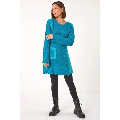 Roman UK Teal Textured Pocket Jumper - Longline Roman UK Teal Textured Pocket Jumper - Longline