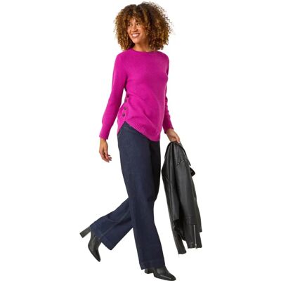 Roman Originals UK Magenta Textured Curved Hem Jumper - Women Roman Originals UK Magenta Textured Curved Hem Jumper - Women