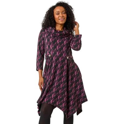 Roman Size 18 Purple Abstract Print Hanky Hem Dress - Dress Roman Size 18 Purple Abstract Print Hanky Hem Dress - Dress