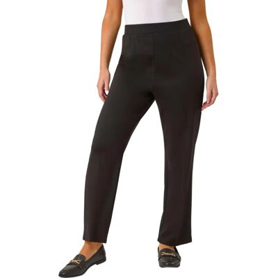 Roman Originals - Petite Straight Leg Ponte Trouser - Black - Trousers Roman Originals - Petite Straight Leg Ponte Trouser - Black - Trousers
