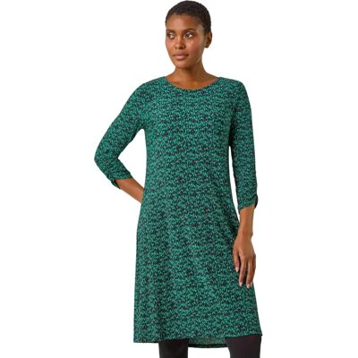 Roman UK Green Abstract Dress - Swing Hem - Size 10 Roman UK Green Abstract Dress - Swing Hem - Size 10