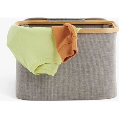 John Lewis Bamboo Rim Lidded Storage Basket - H25 x W38 x D26 cm John Lewis Bamboo Rim Lidded Storage Basket - H25 x W38 x D26 cm