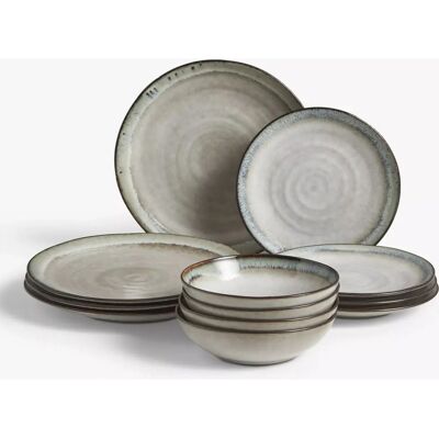 John Lewis - Swirl Rim Stoneware - Off White - Dinnerware Set John Lewis - Swirl Rim Stoneware - Off White - Dinnerware Set
