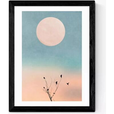 EAST END PRINTS - Kubistika Waking Up Warm - Blue Pink Sunrise - Framed Print EAST END PRINTS - Kubistika Waking Up Warm - Blue Pink Sunrise - Framed Print