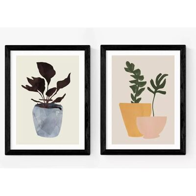 EAST END PRINTS - Plant Pot - Wood Framed - Set of 2 EAST END PRINTS - Plant Pot - Wood Framed - Set of 2