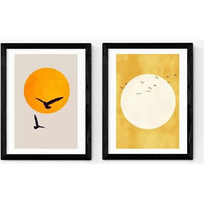 EAST END PRINTS - Kubistika Golden Sun - Set of 2 - Framed Print EAST END PRINTS - Kubistika Golden Sun - Set of 2 - Framed Print