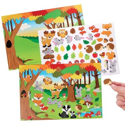 Pegatinas de escenas de animales del bosque Baker Ross - Pack de 5 Pegatinas de escenas de animales del bosque Baker Ross - Pack de 5