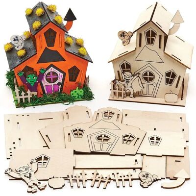 Kit maison hantée en bois Baker Ross - 2 motifs - Contreplaqué 3mm Kit maison hantée en bois Baker Ross - 2 motifs - Contreplaqué 3mm