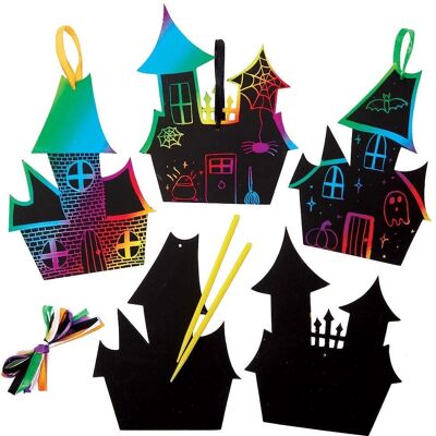Baker Ross - FX189 - Spukhaus-Kratzen Dekorationen - Pack von 10 Baker Ross - FX189 - Spukhaus-Kratzen Dekorationen - Pack von 10