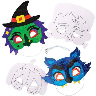 Set de Masques Halloween à Colorier - 8 Masques pour Enfants Set de Masques Halloween à Colorier - 8 Masques pour Enfants