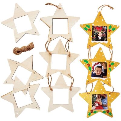 Kit de Marcos de Fotos en Madera de Estrella Baker Ross - Pack de 4 Kit de Marcos de Fotos en Madera de Estrella Baker Ross - Pack de 4