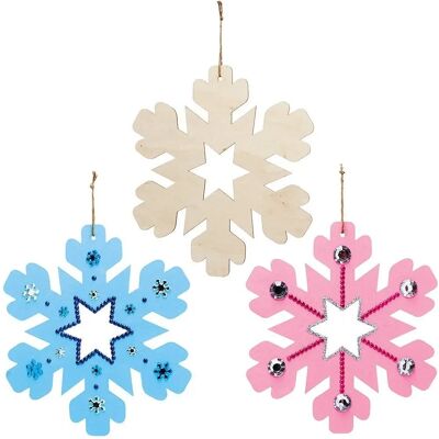 Coroncina di legno di fiocco di neve Baker Ross - Decorazione natalizia fai-da-te Coroncina di legno di fiocco di neve Baker Ross - Decorazione natalizia fai-da-te