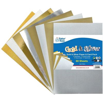 Ensemble de papier et carton dorés et argentés Baker Ross - Papier & Cartes Ensemble de papier et carton dorés et argentés Baker Ross - Papier & Cartes