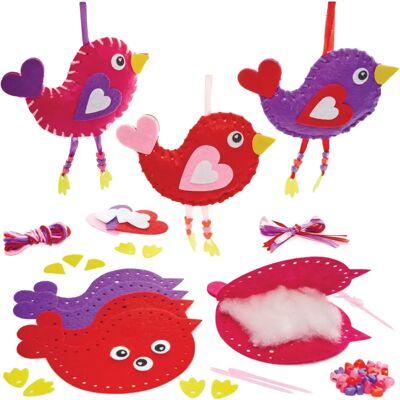 Kit de couture Cœur d'oiseau en feutre - Pack de 3 Kit de couture Cœur d'oiseau en feutre - Pack de 3