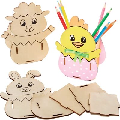 Kit de Pâques Pot à crayons en bois - Ensemble de 3 Kit de Pâques Pot à crayons en bois - Ensemble de 3