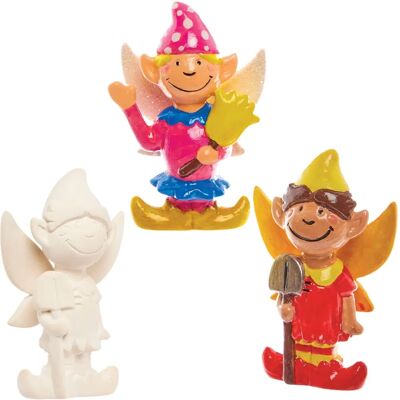 Ornements de jardin en céramique de lutins - Lot de 4 Ornements de jardin en céramique de lutins - Lot de 4