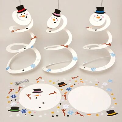 Kit decorativo di pupazzo di neve da colorare - Spirale e appeso - Attività natalizia per bambini Kit decorativo di pupazzo di neve da colorare - Spirale e appeso - Attività natalizia per bambini