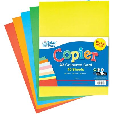 Cartoncino multicolore A3 Baker Ross - 40 fogli Cartoncino multicolore A3 Baker Ross - 40 fogli