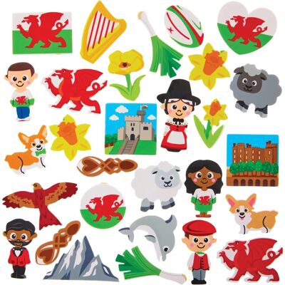 Autocollants en mousse du Pays de Galles - 150 pièces - Wales Stickers Autocollants en mousse du Pays de Galles - 150 pièces - Wales Stickers