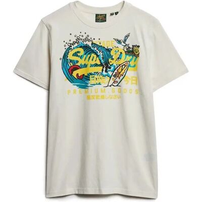 Superdry Weiße Baumwoll-Grafik-T-Shirt - T-Shirt Superdry Weiße Baumwoll-Grafik-T-Shirt - T-Shirt