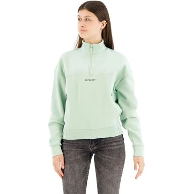 Superdry W2012069A Felpa Verde con Mezza Zip e Vestibilità Relaxed - Felpa Superdry W2012069A Felpa Verde con Mezza Zip e Vestibilità Relaxed - Felpa
