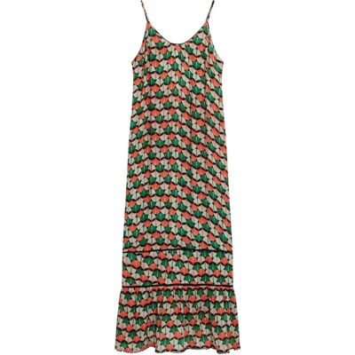 Superdry Strand Mouwloos Lange Jurk (W8011673A) - oranje geo Superdry Strand Mouwloos Lange Jurk (W8011673A) - oranje geo