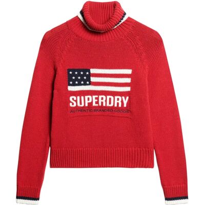Superdry Americana Maglione a Collo Alto (W6110538A) - risk red Superdry Americana Maglione a Collo Alto (W6110538A) - risk red