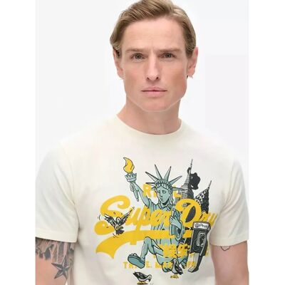 Superdry M1011996A Weiß Bio-Baumwoll-T-Shirt - Lässig Superdry M1011996A Weiß Bio-Baumwoll-T-Shirt - Lässig