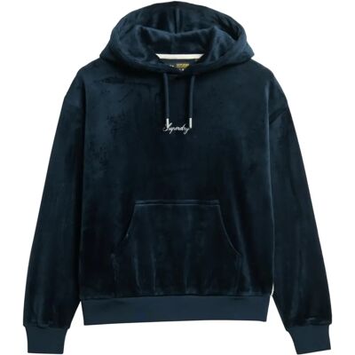 Superdry Modell L Blaubeere Marine Velours Kapuzenpullover Superdry Modell L Blaubeere Marine Velours Kapuzenpullover