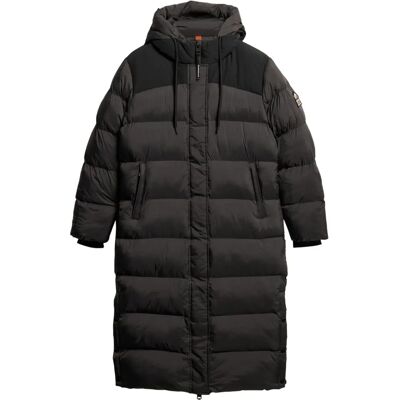 Superdry Lange Ripstop Steppjacke schwarze Karos Superdry Lange Ripstop Steppjacke schwarze Karos
