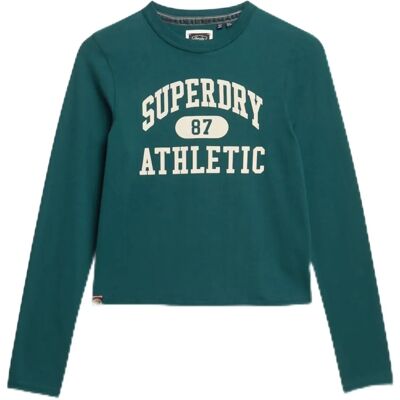 Superdry W6011962A Groene Slim Fit Lange Mouwen T-Shirt Superdry W6011962A Groene Slim Fit Lange Mouwen T-Shirt