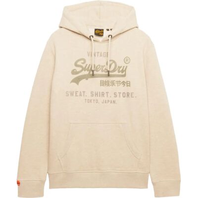 Superdry Vintage Logo Heritage Relaxed Hoodie - Pelican Beige Marl - Hoodie Superdry Vintage Logo Heritage Relaxed Hoodie - Pelican Beige Marl - Hoodie