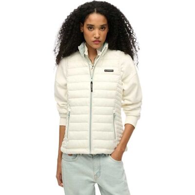 Superdry W5011892A White Padded Waistcoat - Padded Waistcoat Superdry W5011892A White Padded Waistcoat - Padded Waistcoat