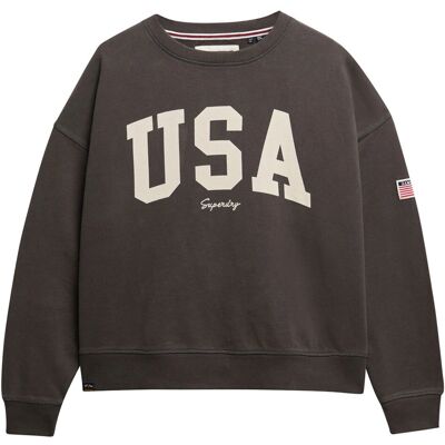 Superdry Kobieta W2012443A Oversize bawełniana bluza z okrągłym dekoltem - Bluza Superdry Kobieta W2012443A Oversize bawełniana bluza z okrągłym dekoltem - Bluza