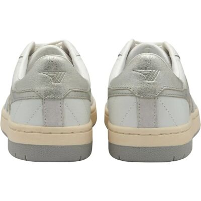 Gola Falcon Baskets en Cuir Miroir - Blanc/Argent - Publicité Gola Falcon Baskets en Cuir Miroir - Blanc/Argent - Publicité