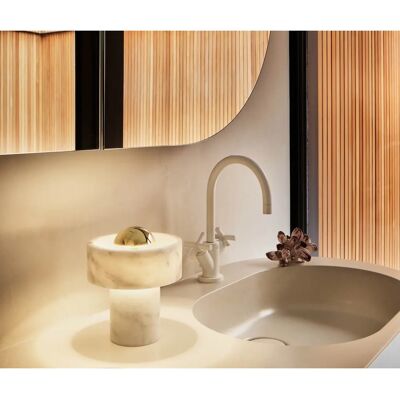 Lampe LED portable en pierre blanche et or de Tom Dixon - Unisexe Lampe LED portable en pierre blanche et or de Tom Dixon - Unisexe
