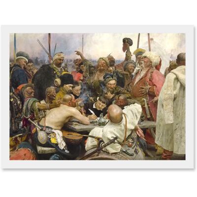 Artery8 - Ilya Yefimovich Repin Cossacks - White - A4 - Framed wall art Artery8 - Ilya Yefimovich Repin Cossacks - White - A4 - Framed wall art
