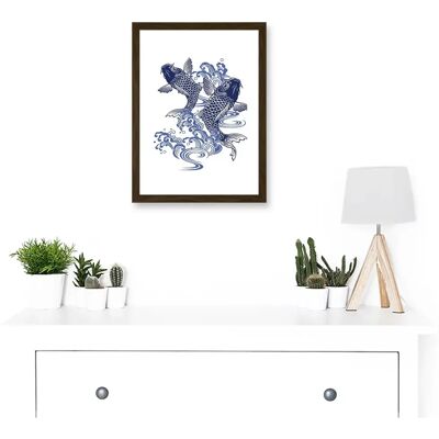 Artery8 Japan - Koi Carp - brown A4 Framed - Art print Artery8 Japan - Koi Carp - brown A4 Framed - Art print