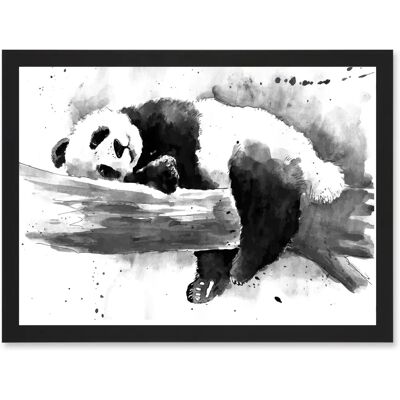 Artery8 - Panda Sleeping Watercolour - Black White - Artwork Artery8 - Panda Sleeping Watercolour - Black White - Artwork
