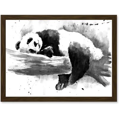Artery8 - Panda Sleeping Watercolour BW - A4 - Framed - Art print Artery8 - Panda Sleeping Watercolour BW - A4 - Framed - Art print