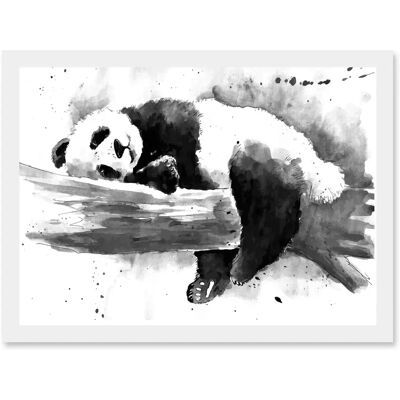 Artery8 Panda Sleeping Watercolour Black & White - A4 - Framed - Art print Artery8 Panda Sleeping Watercolour Black & White - A4 - Framed - Art print