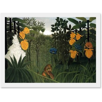Artery8 - Henri Rousseau The Repast Of The Lion - A4 - Framed - White - Wall Art Print Artery8 - Henri Rousseau The Repast Of The Lion - A4 - Framed - White - Wall Art Print