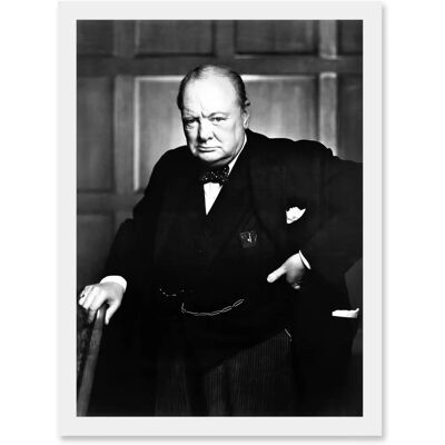 Artery8 Winston Churchill Portrait - A4 - Framed - Wall Art Artery8 Winston Churchill Portrait - A4 - Framed - Wall Art
