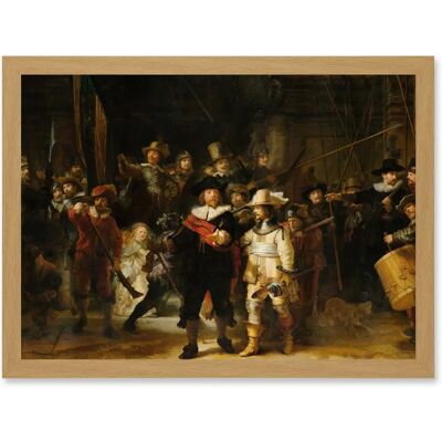 Artery8 - Rembrandt Night Watch Scene - Light Oak Frame Artery8 - Rembrandt Night Watch Scene - Light Oak Frame