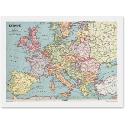 Artery8 - Whitney-Graham 1930 Europe Map - A4 - Framed - Wall Art Print Artery8 - Whitney-Graham 1930 Europe Map - A4 - Framed - Wall Art Print