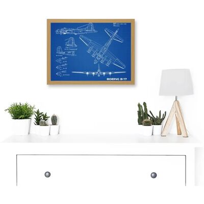 Artery8 - B-17 Fortress Blueprint - A4 - Oak - Wall Art Artery8 - B-17 Fortress Blueprint - A4 - Oak - Wall Art