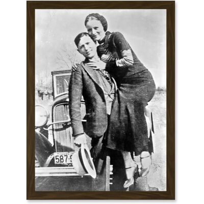 Artery8 - Clyde Barrow Parker - brown - A4 - Framed - Wall Art Artery8 - Clyde Barrow Parker - brown - A4 - Framed - Wall Art
